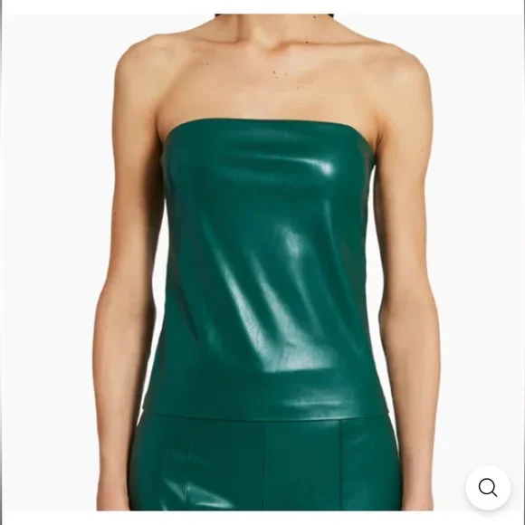 NWOT Revolve Amanda Uprichard Callie Tube Top Green Faux Leather Size L - Picture 4 of 6
